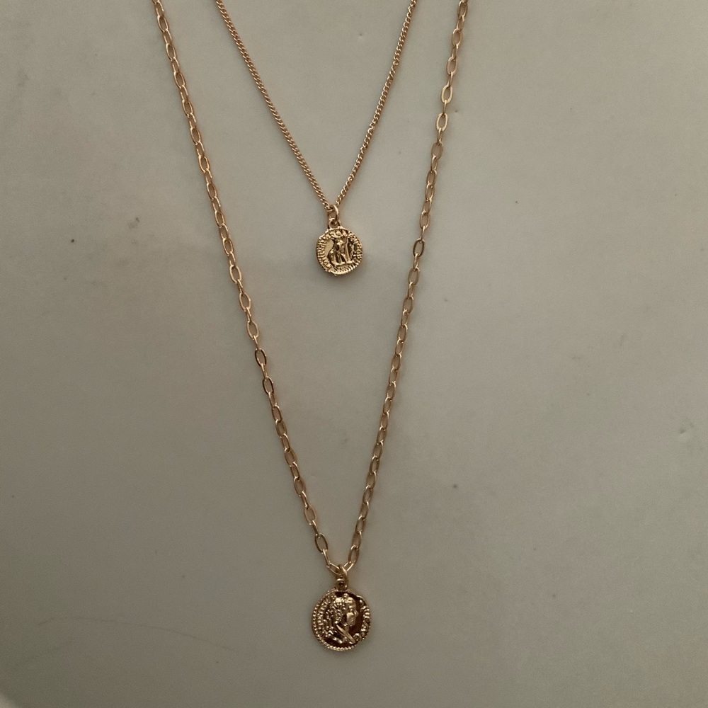 h&m gold double layered necklace